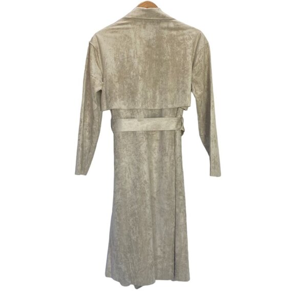 Free People x Blank NYC Vegan Suede Trench Coat Iced Chai Khaki - Picture 6 of 14